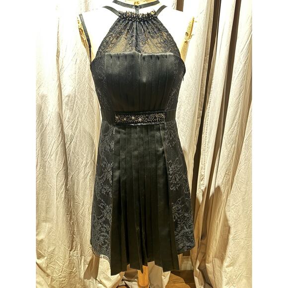 bebe VTG. Deadstock Satin And Lace Beaded Halter Bustier Dress Size 4/6 - Picture 1 of 8